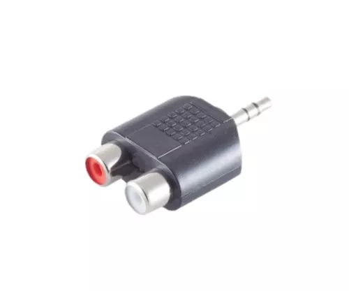 DINIC Audioadapter 3,5mm Klinkenstecker auf 2x Cinchbuchse, schwarz, DINIC Box mit Euroloch